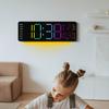 Modern Digital Wall Clock With Rgb Led Light Night Glow For Living Room Decor