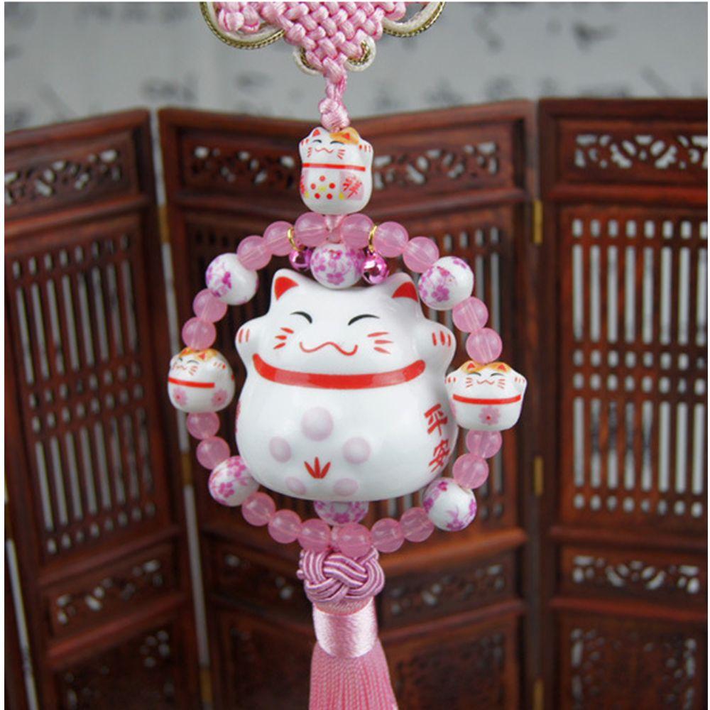 Ceramic Cat Lucky Cat Car Pendants Lucky Cat Car Interior Cat Hanging Pendant Ceramic Cat Ornament