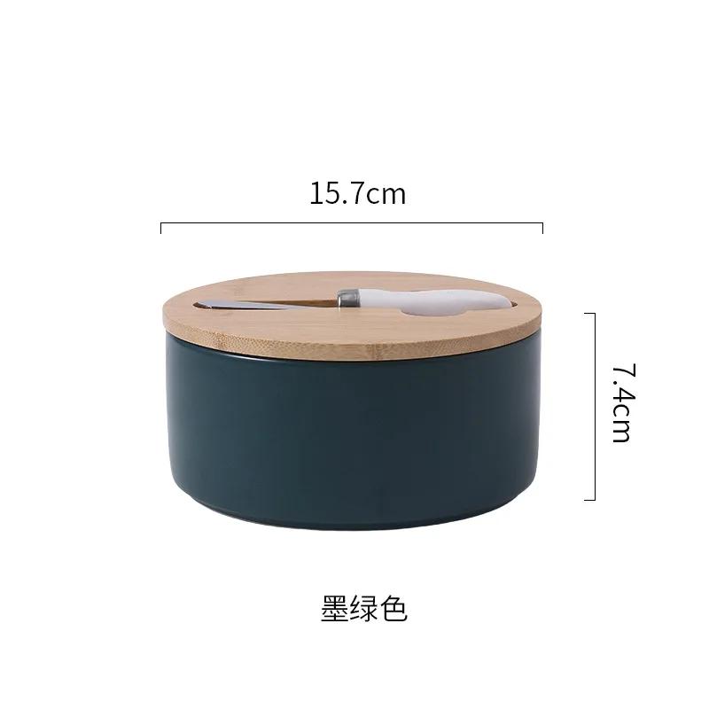 Керамическая масленка 6 дюймов с крышкой, герметичная коробка, бытовая круглая масленка с ножом, масленка, сырница, кухонная посуда