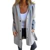 Loose Mid Length Coat Cardigan for Women Thick Hooded with Pockets Solid Color Down Button Fall Winter Outdoor Travel