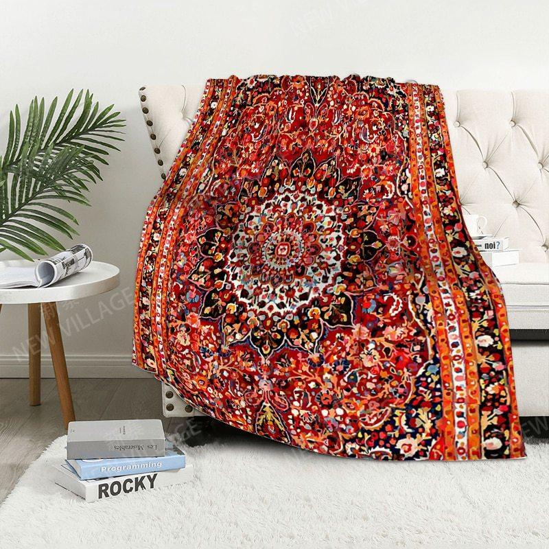 Bohemian Pattern Digital-printed Polyester Bedroom Velvet Flannel Cover Blanket Fleece Soft Sofa Cover Blankets for Beds