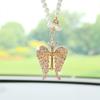 1pc Angel Wings Car Ornament, Gold Cross Pendant Rearview Mirror Decor - Perfect Gift for Women Christians, Car Accessory