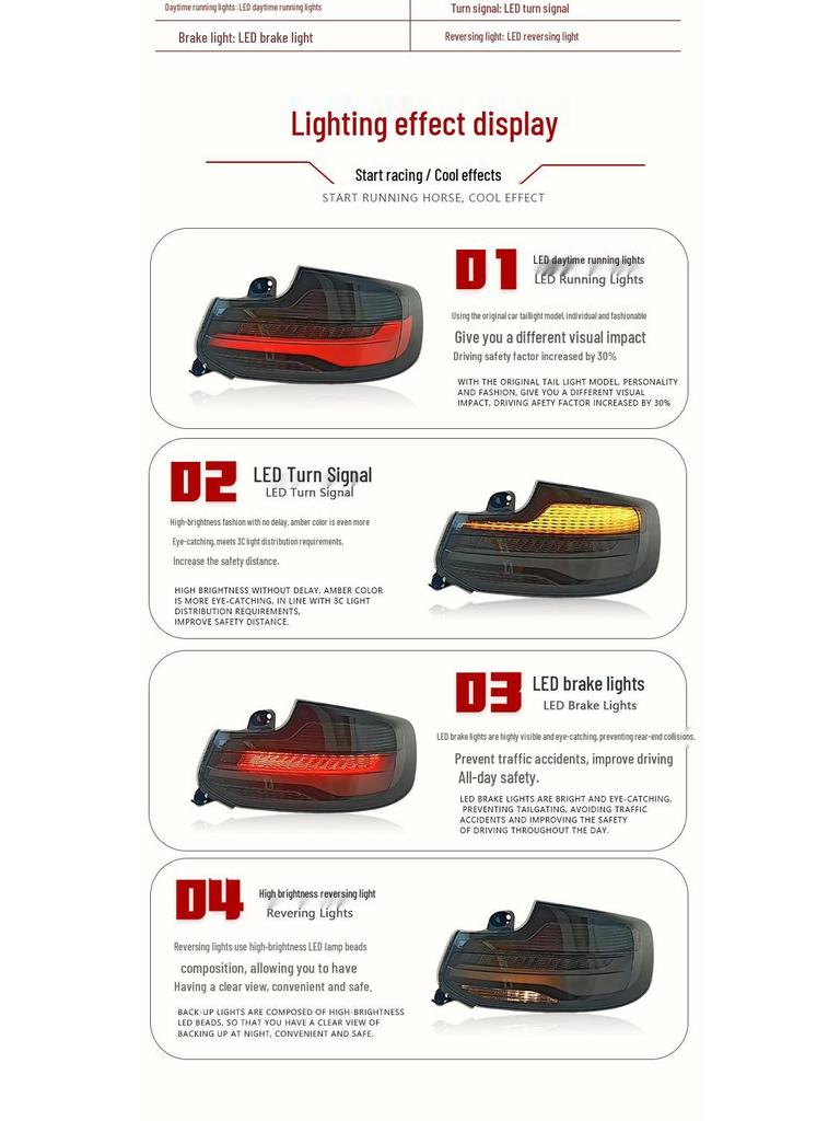 LED Tail Lights Assembly for 2014-2017 BMW 2 Series F22 - Modified Rear Lights with Daytime Running and Turn Signals