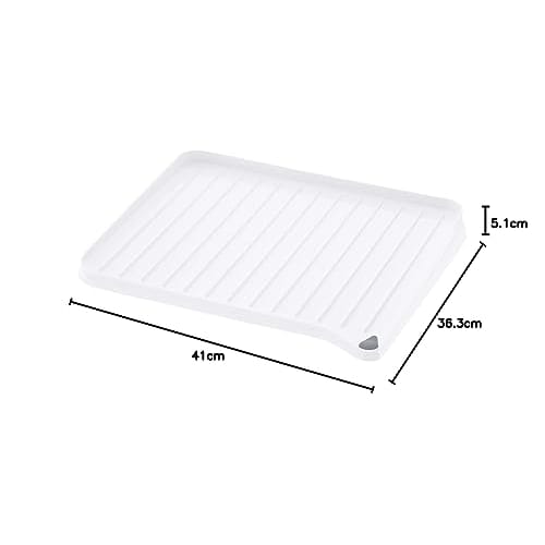 Richell Silicone Draining Tray, White, Shelly, 41 x 36.3 x 5.1 cm, Drainage Tray with Stop Valve, Large, Reversible, Antibacterial