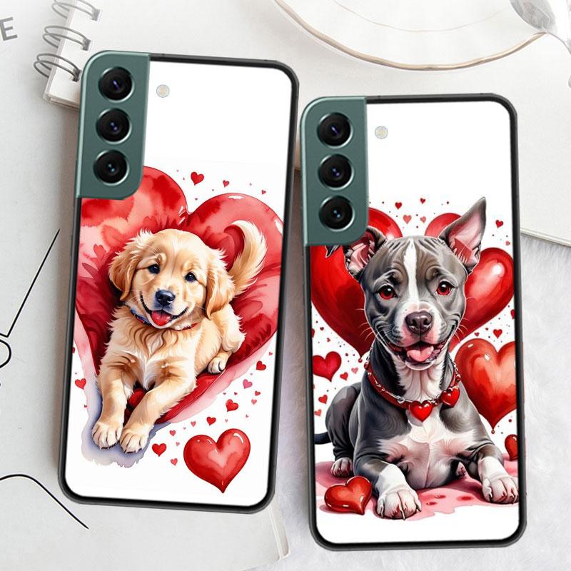 Lovely Puppy Heart Dogs Phone Case For Samsung Galaxy S22 S25 Ultra S21 S10 Plus S26 Edge S20 S23 S24 FE Cover Silicone Soft