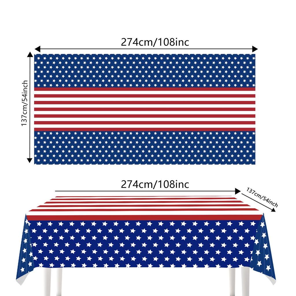 USA 250th Anniversary Party Supplies Set: Festival Decorations, Paper Plates, and Tablecloth.
