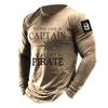 Retro Style 3D Guide Printed Men's Casual Round Neck Long Sleeved T-shirt
