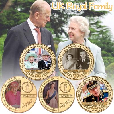 1926-2022 Hennes Majestät Drottning Elizabeth II Guldminnesmynt Storbritanniens kungafamilj Prins Philip Souvenir Challenge Myntgåvor