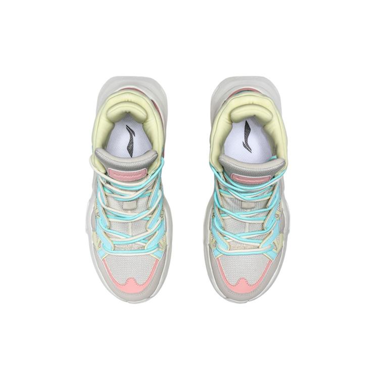 Li Ning Slip Resistant And Breathable High top Vintage Basketball Shoes Women's Electric Blue AGBQ062-3