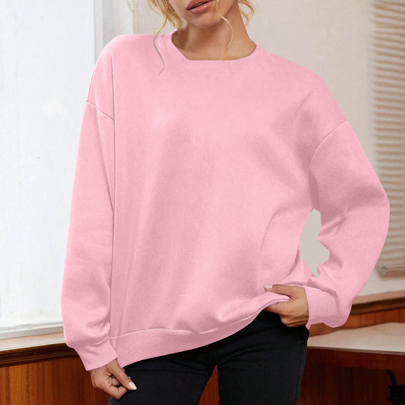 

Женская модная повседневная свободная однотонная стеганая толстовка XL розовый