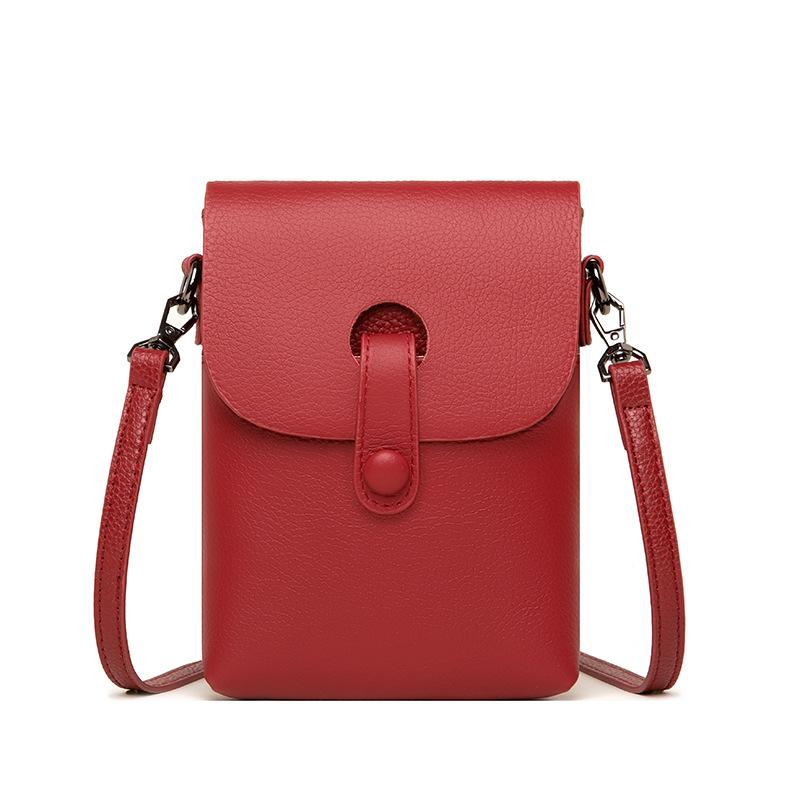 

Сумка для мобильного телефона из первой коровьей кожи, женская сумка через плечо, легкая женская сумка через плечо, высококачественная сумка для мобильного телефона, модная и простая. красный