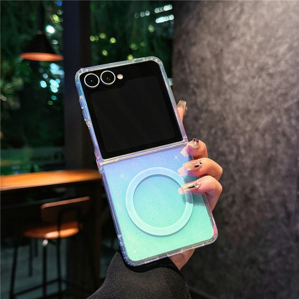 Applicable To Samsung Zflip7 Mobile Phone Case Zflip 5th Generation Folding Screen Flip Zflip6 Laser Gradual Change Magnetic Case