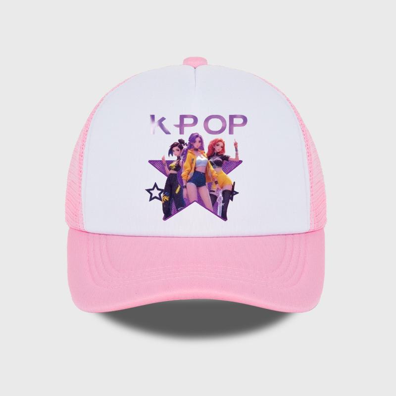 K-POP Girl Group Printed Mesh Cap, Breathable Summer Baseball Cap, Adjustable Unisex Sun Hat, Perfect for K-Pop Fans