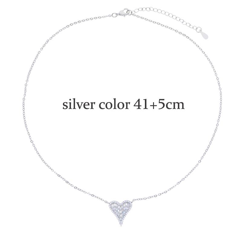 New High Quality Micro Pave White CZ Heart Charm Link Chain Necklace Minimal Delicate Lover Girlfriend Fashion Jewelry