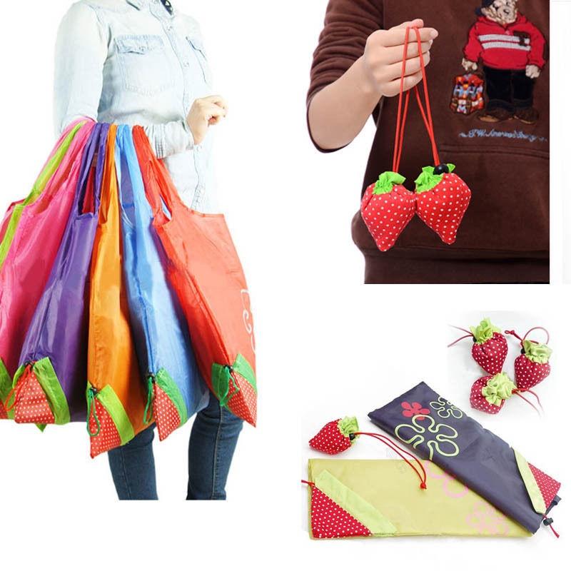 Eco Storage Handbag Strawberry Foldable Shopping Bags In Vibrant Colors For Everyday Use