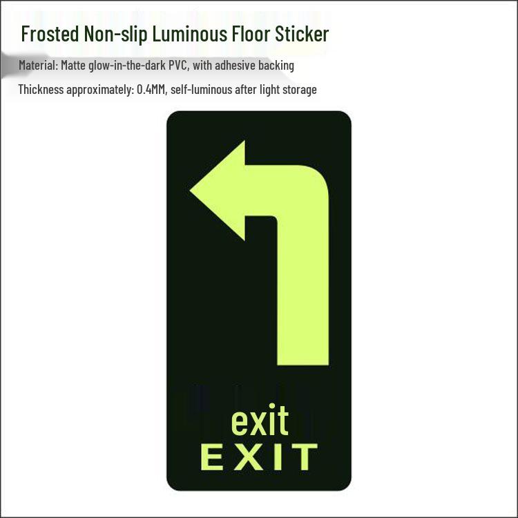Glow-in-the-Dark Fire Exit Safety Sticker - No Electricity Needed for Stairwell Evacuation