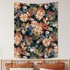 Dark Floral Garden Tapestry, Vintage Red White Rose Print Large Wall Hanging for Bedroom Living Room Aesthetic Home Decor
