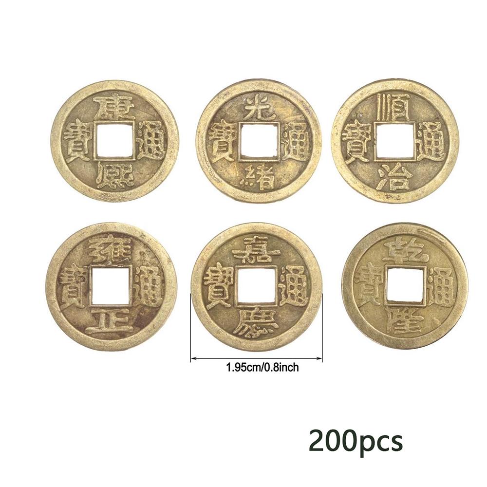 50/100/200Pcs Chinese Feng Shui Coins Antique Bronze Good Luck Ching Coins for Health and Wealth Home Office Car Decoration