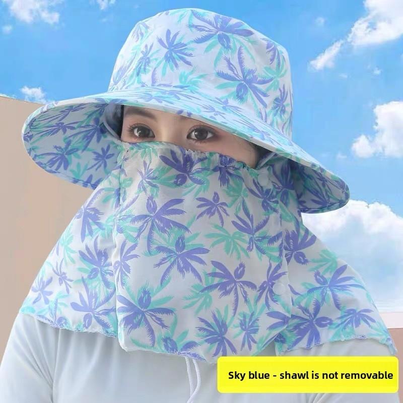 Summer Sun Protection Cap With Wide Brim Cotton Breathable For Outdoor Work And Cycling