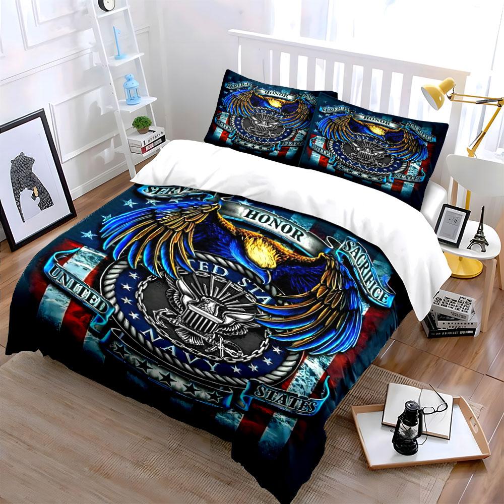 Eagle, navy emblem, banners. Bedding sets Duvet cover sets Duvet covers Pillowcases(1* Duvet Cover 2* Pillowcases without duvet insert)