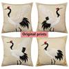 RedCrowned Crane Vintage Throw Pillow Covers Pattern Cushion Cover Suitable For Sofa Bedroom Car Pillow Cover