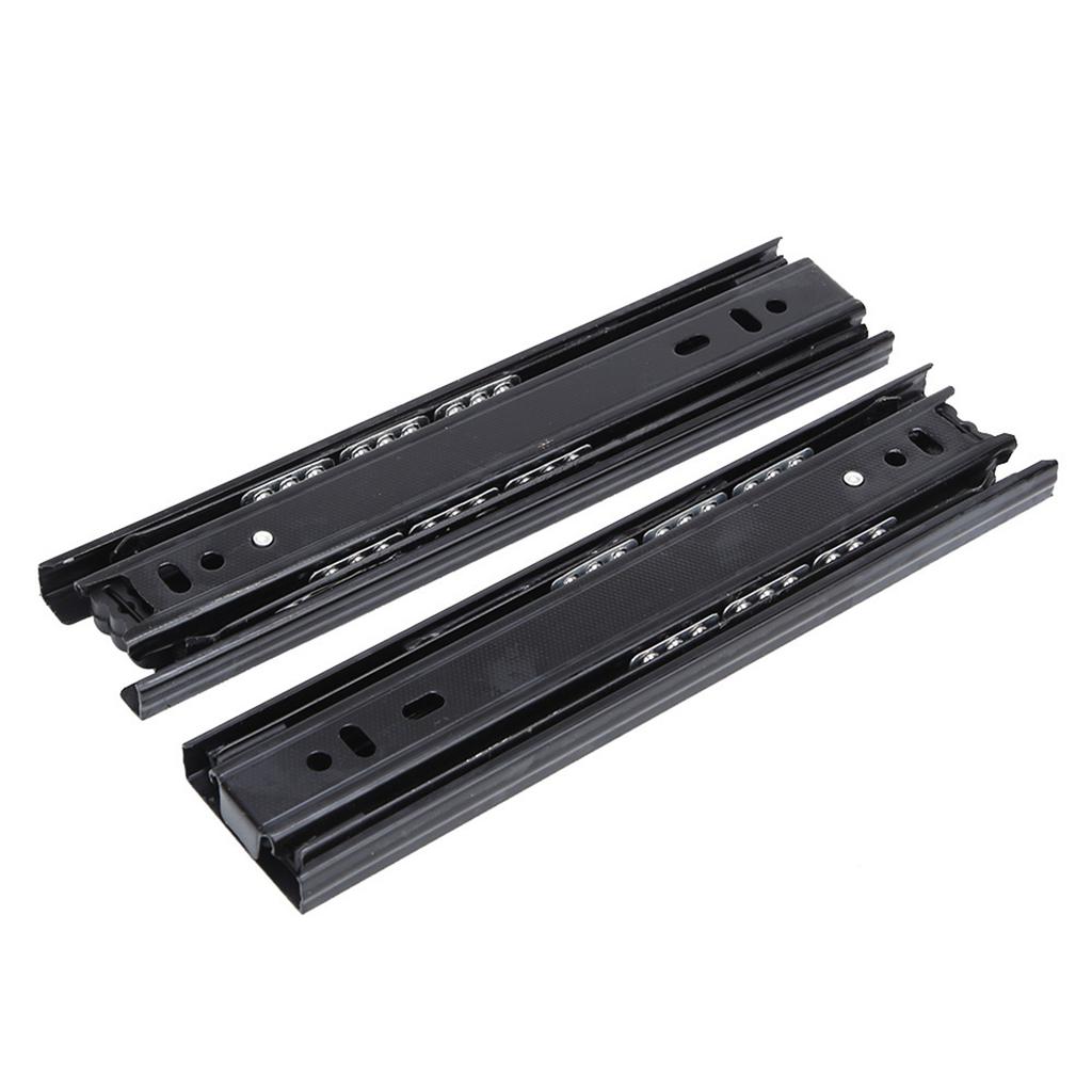 1 Pair Cold Rolled Steel Black 8 Inch Drawer Sliding Rail with 3-Section Ball Bearing