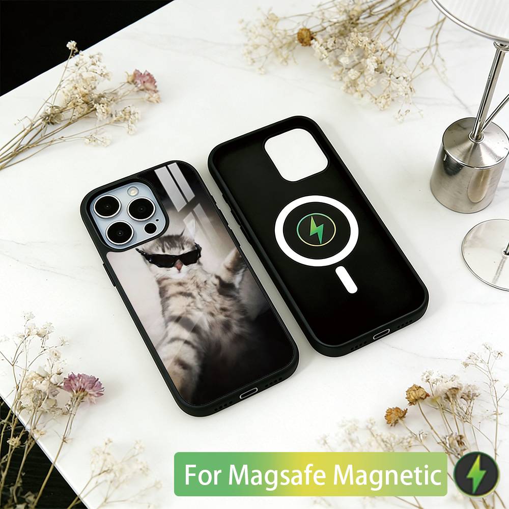 

Funny Cute Cat Phone Case For iPhone17,16,15,14,13,12,11 Plus,Pro Magnetic For Magsafe Wireless Charging iPhone11
