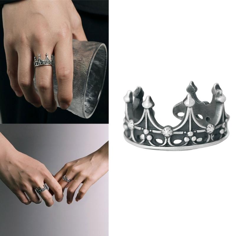 Practical Crown Open Ring Vintage Style Adjustable Size Alloy Jewelry Women Fashion Accessory for Fashion Outfits