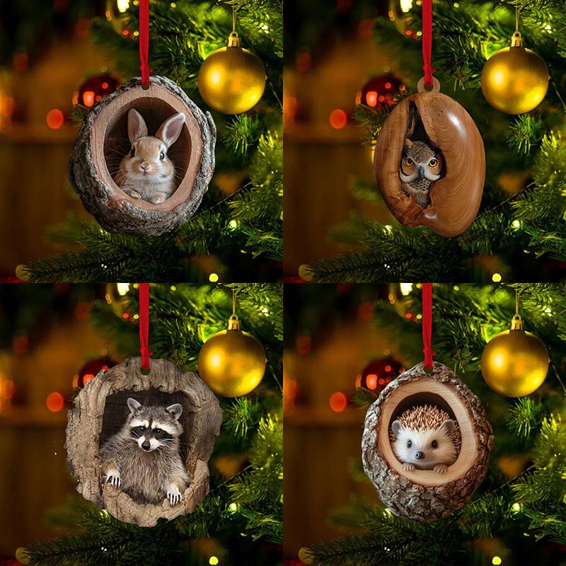 Søtt Mønster Minne Julepynt Akryl Tegneserie Skogsdyr Julepynt Sesongdekor Til Tre Tak