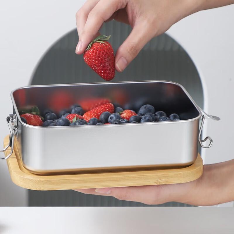 Junkaiwei Outdoor Stainless Steel Lunch Box with Bamboo Lid