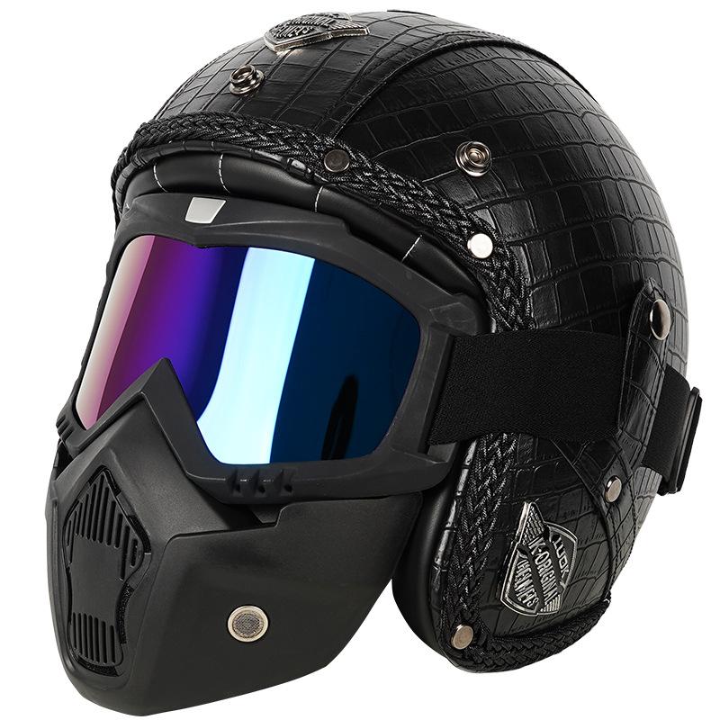 Retro Harley Helmet Crown Prince Cruising Motorcycle Helmet Men's And Women's Four Season Motorcycles Electric Bikes 3/4 Half Helmets Leather Helmets