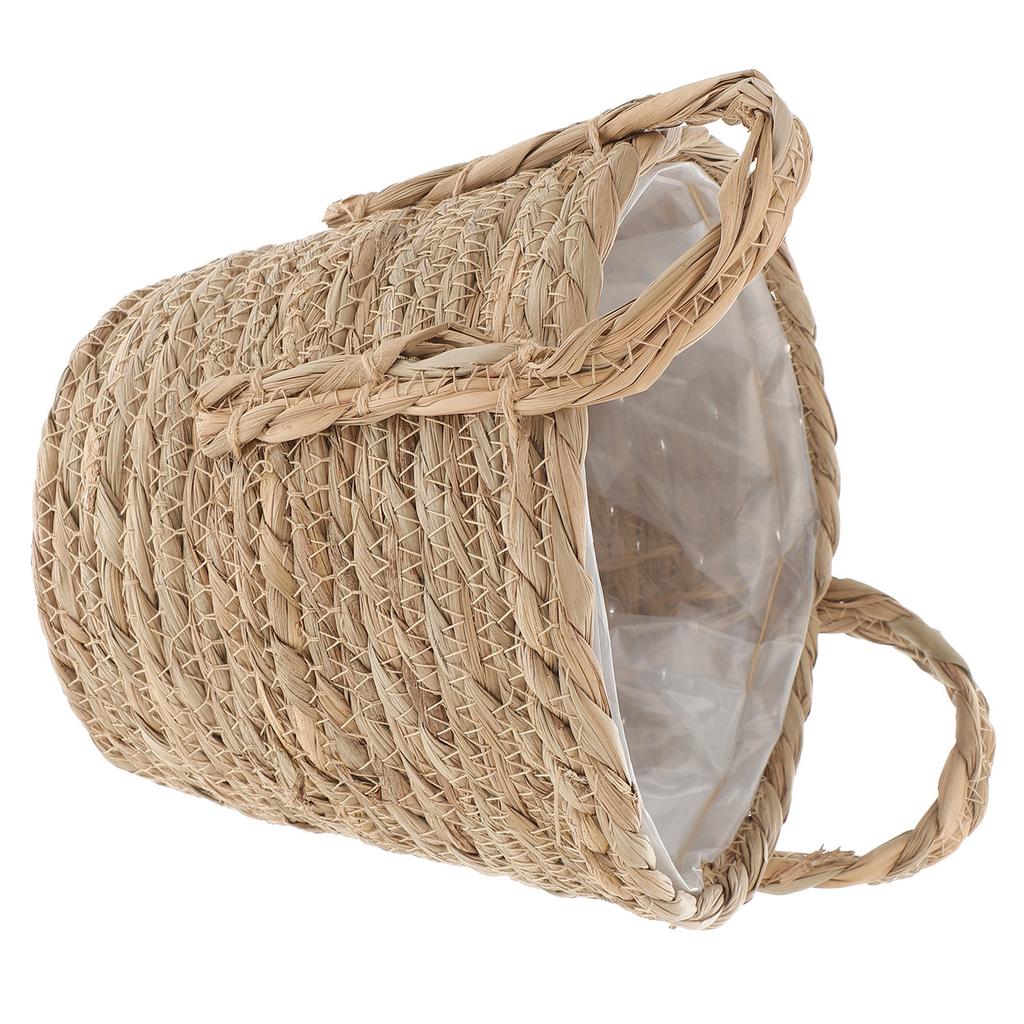 1Pcs Creative Planter Seagrass Flowerpot Retro Storage Basket Tall Braided Design for Indoor Plants Kitchen Bathroom Shelf