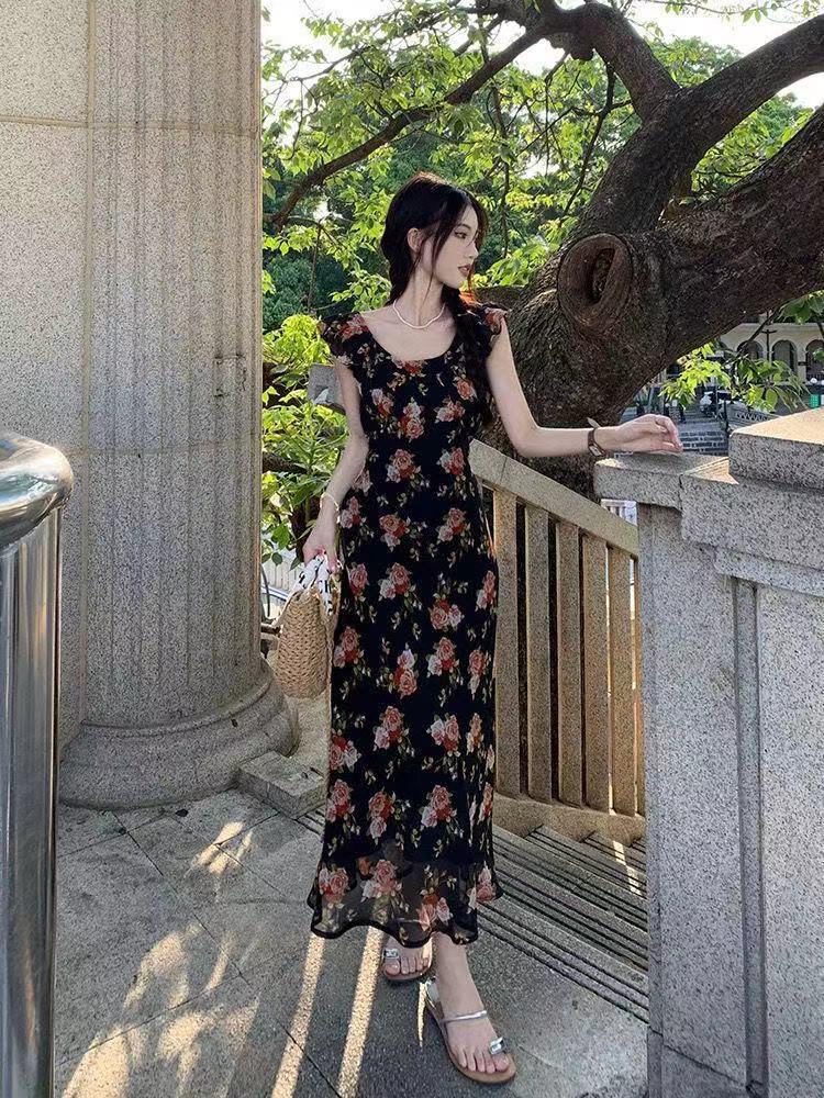 Women's Summer 2024 French-Inspired Seaside Long Dress