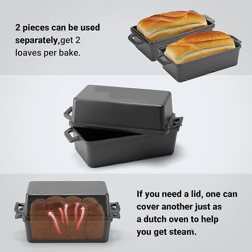 Cast Iron Loaf Pan with Lid Bread Baking Pan Even Heat Distribution for Homemade Bread, Cake, and Meatloaf