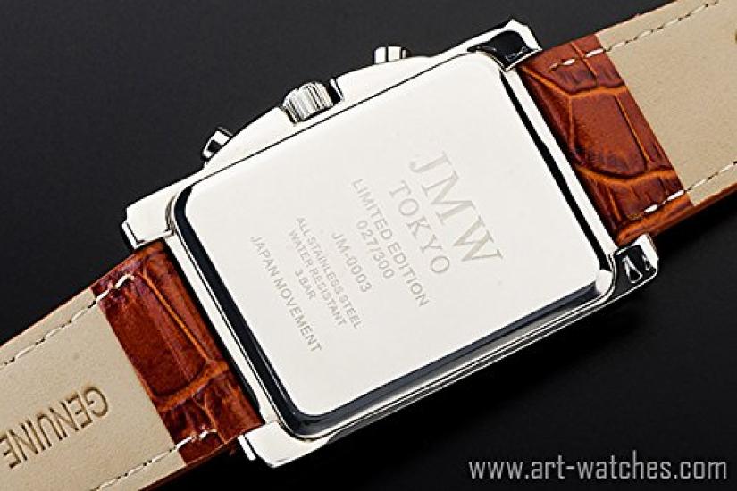 JMW TOKYO Square Silver Square Rectangular Limited Edition Seiko Quartz Leather Genuine Simple Popular for Day Gift To 300 Pieces Men's Watch, & Gold,