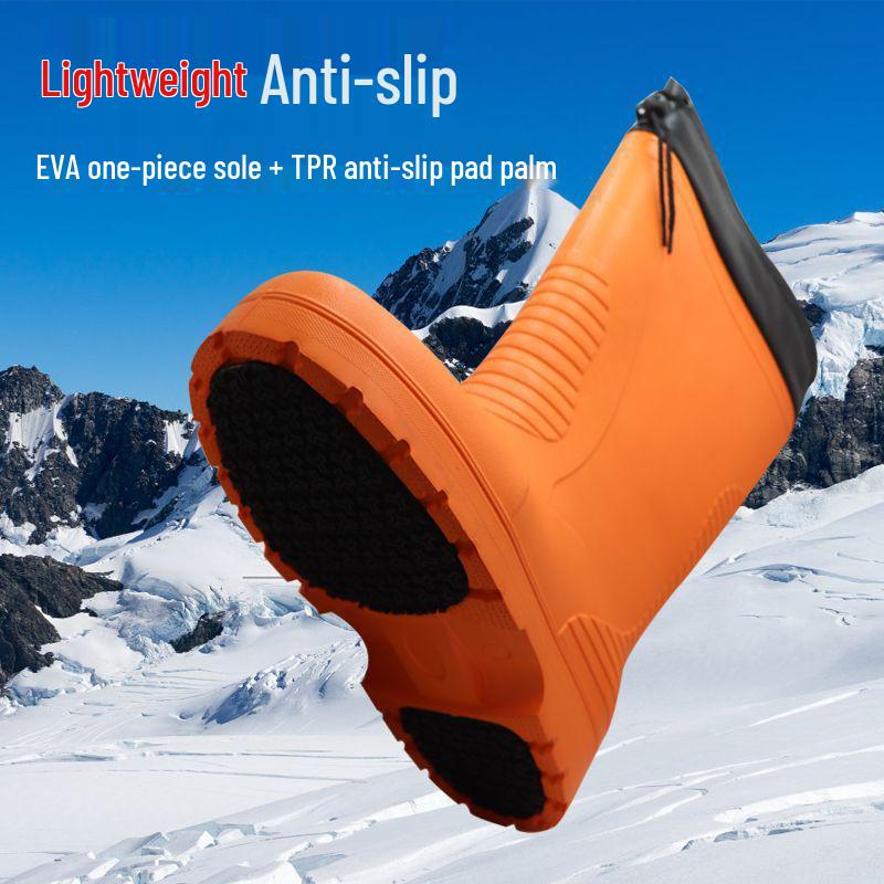 Winter Warm Rain Boots: Removable Washable EVA, Anti-Smash, Thickened for Cold Storage, Fishing, Boats, Non-Slip Work Shoes.