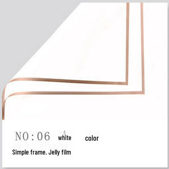 

5-дротова водонепроникна желейна плівка, золотий край, квітковий папір Fog Bread, обгортка для букетів квітів (20 аркушів) White 58*58CM (20 sheets); 56*56CM