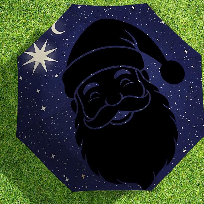 Santa's Starry Night Adventure: Automatic Opening/Closing Umbrella Outdoor Protection, Travel Accessory, Lightweight & Durable 113