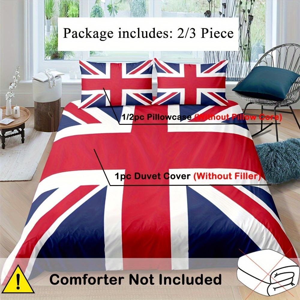 3pcs Britain National Flag Print Duvet Cover Set 1 Duvet Cover+2 Pillowcase All Season Soft Breathable Microfiber Bedding Set
