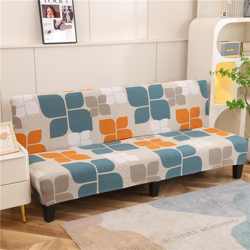 Stretch Futon Slipcover Armless Sofa Cover Furniture Protector Without Armrests Slipcover Soft with Elastic Bottom for Kids