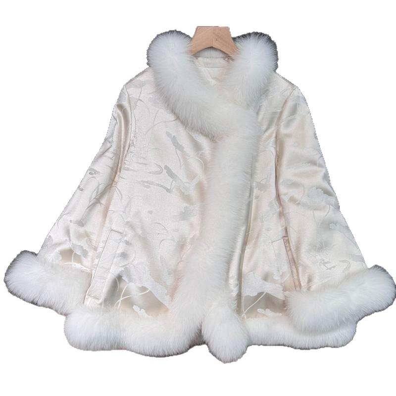 Real shot jacket fox fur female real hair Chinese style down jacket coat