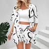 European and American Cross-border 2026 Summer New Amazon Explosive Simple Striped Printed Shirt Shorts Casual Suit