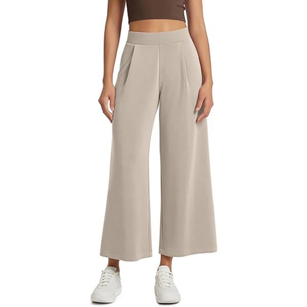 Women High Waist Wide Leg Cropped Pants Casual Loose Fit Trousers with Pockets Suitable for Everyday Wear