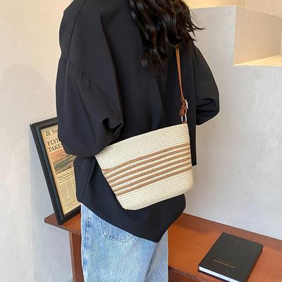 Straw Women's Bags Summer Seaside Outdoor Vacation Personality Beautiful 2025 New Beach Bag Bucket Messenger Bag