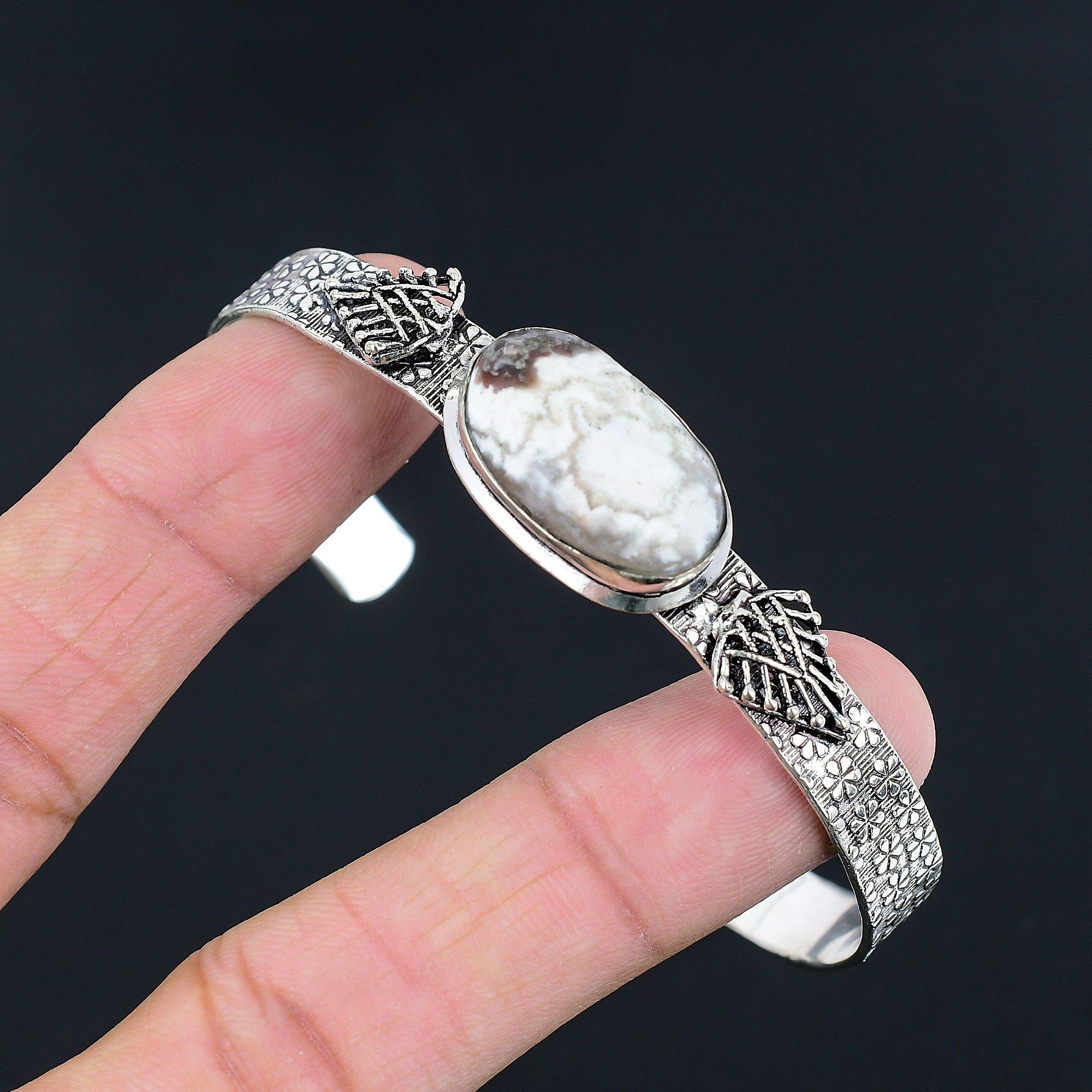 

925 Silver Wild Horse Magnesite Magnesite Gemstone Birthday Wife Bangle Bracelet Adjustable