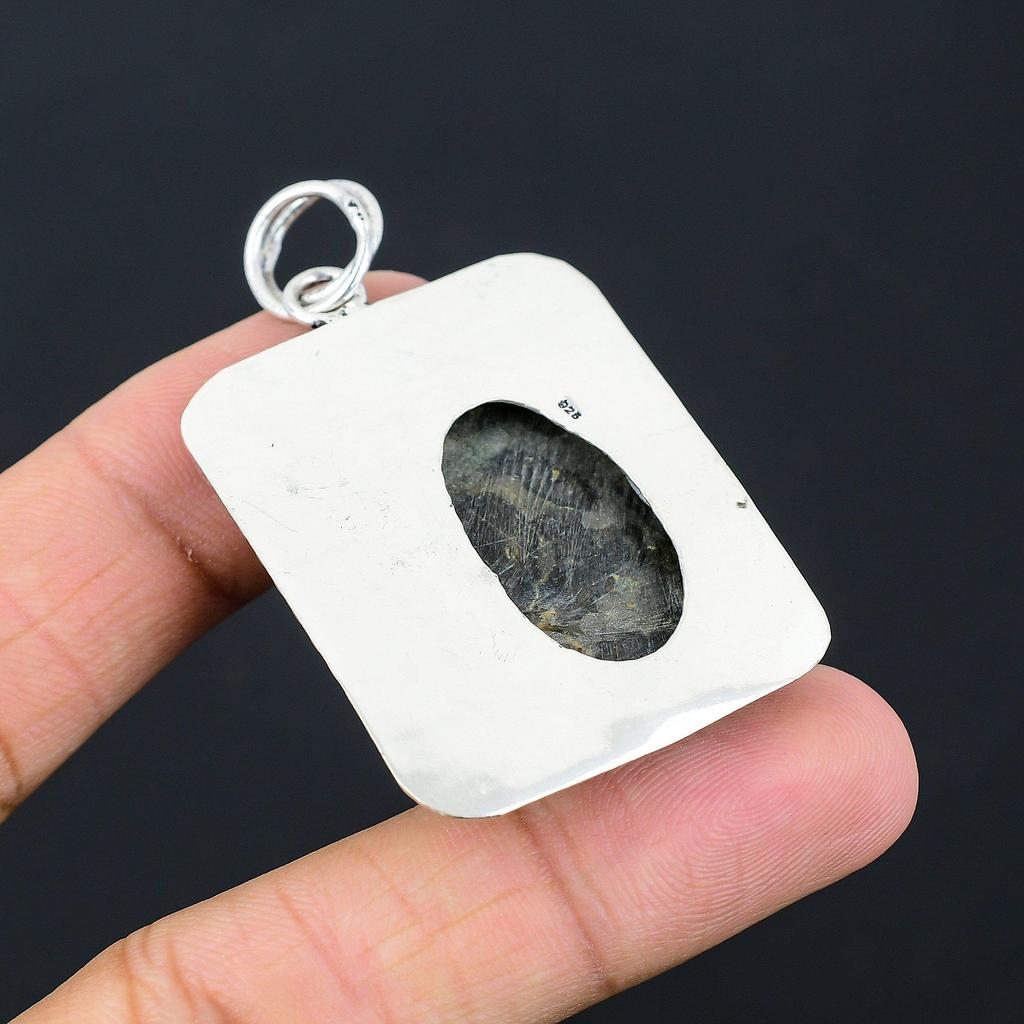 Daughters Day Deal Gabbro Jasper Gemstone Sterling Silver Trendy Wedding Pendant