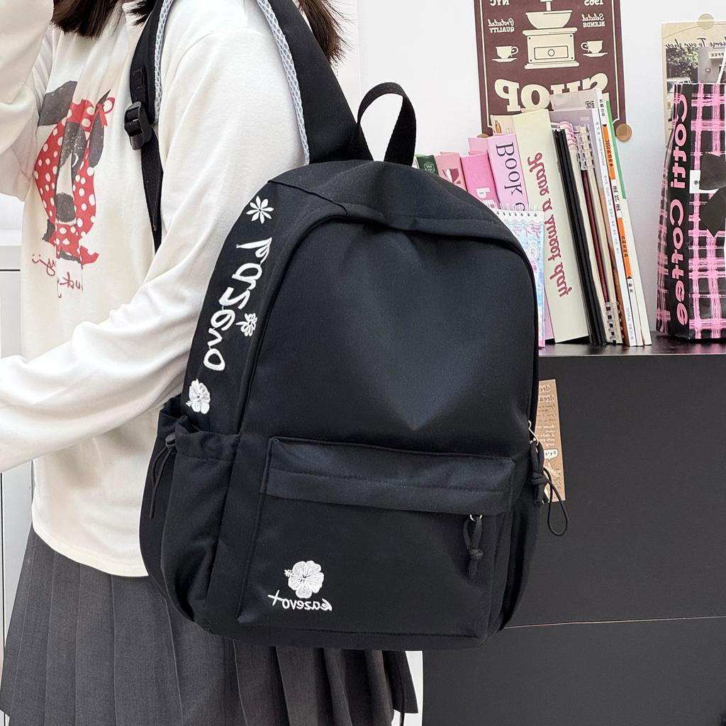 Backpack Embroidered Minimalist Large Capacity School Bag for Middle High School College Casual Travel Unisex