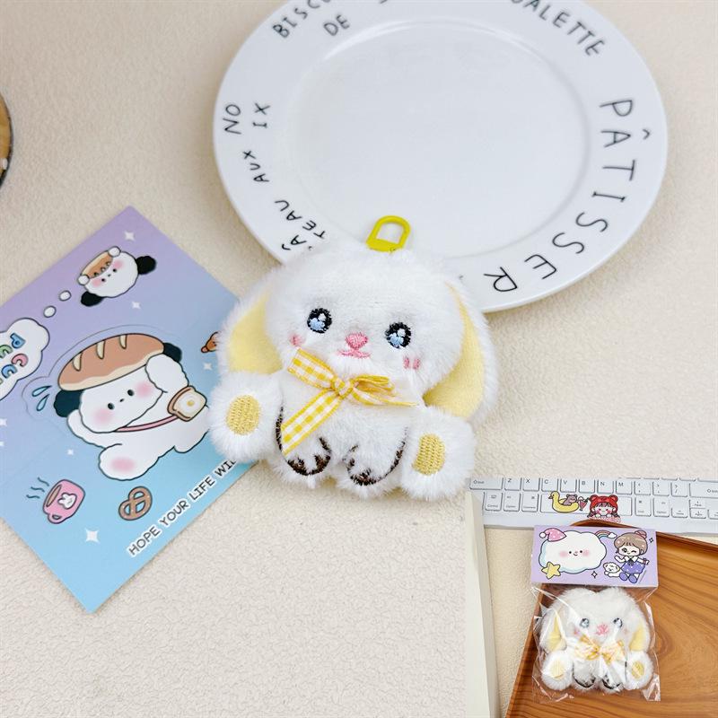 Cute Rabbit Plush Keychain with Bow - Soft Girly Backpack Pendant