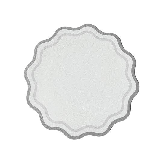 Faux Leather Scalloped Placemat Heat-Resistant Non-slip Heat Insulation Waterproof Dining Table
