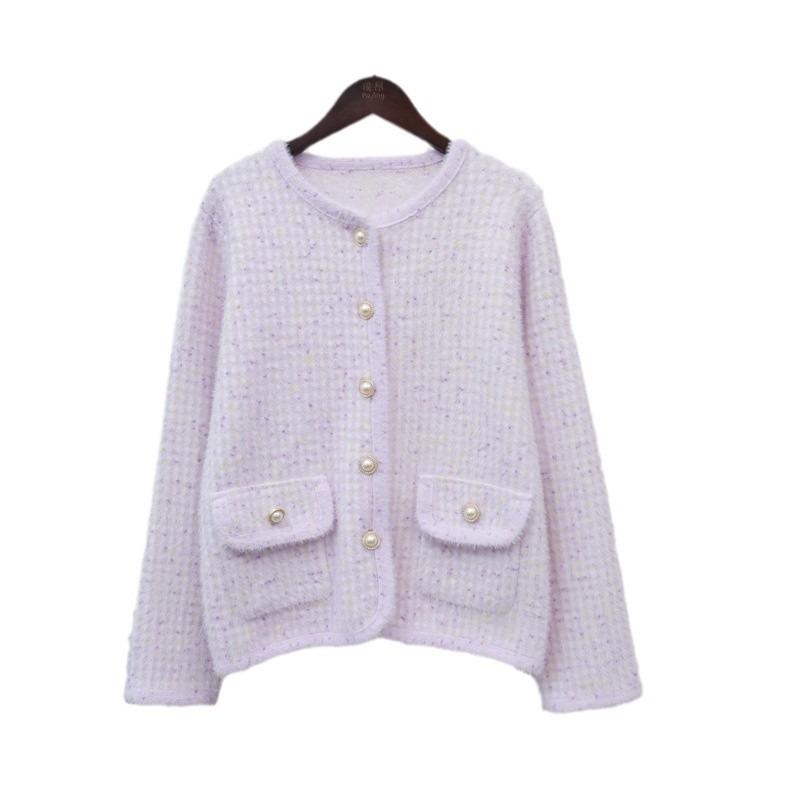 Imitation Mink Velvet Knitted Cardigan Autumn and Winter New Loose Soft Waxy Temperament Sweater Jacket Women
